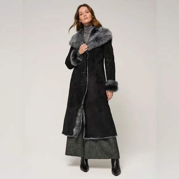 Overland Toscana Sheepskin Hooded Coat, Size XL, Black, NEW with Tags!! - Picture 10 of 15